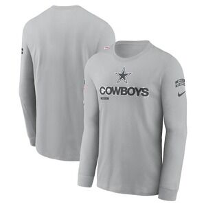 NWT Men's Dallas Cowboys Nike Salute to Service Long Sleeve Tee- Medium - Gray